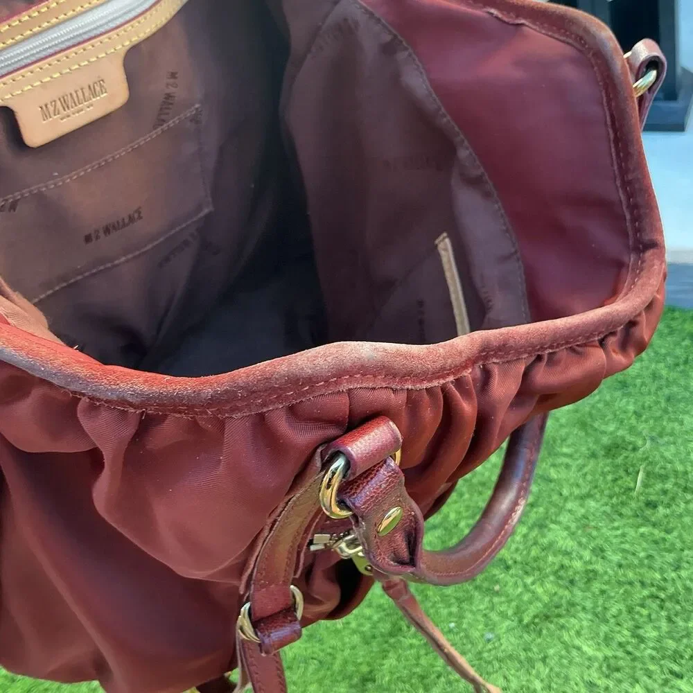 MZ Wallace New York Brown Nylon Leather Trim Large Tote Shoulder Bag